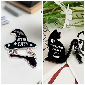 Cartoon-Style Enamel Pin with Pendant, Inspired Gift Lapel Pin Badge Accessory Series Decoration