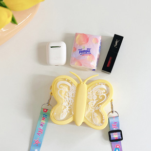 Quicksand decompression Butterfly Children's small bag diagonal cross-over coin purse rodent pioneer pinching music silicone students cute cartoon