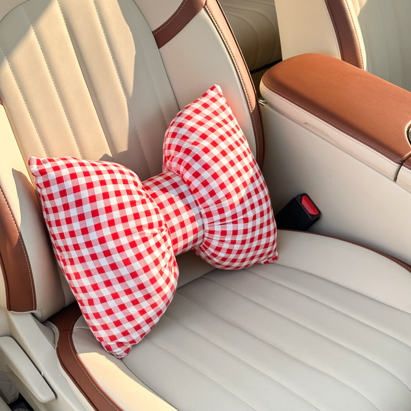 Bow Car Headrest, Neck Pillow, New Car Seat Cushion, Lumbar Pillow, Universal Decorative Car Lumbar Support for All Seasons