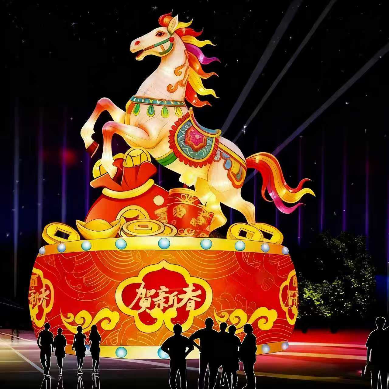 26年春节马造型主题花灯 元宵节中国风造型灯户外商场骏马灯笼-阿里巴巴