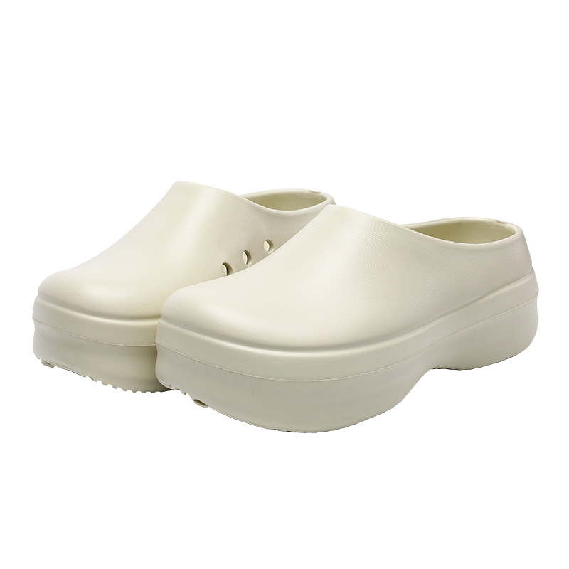 シェフシューズ 冬の新作 スリッポン ミュールシューズ 厚底 アウトドア 防水 室内用 つま先が覆われた綿スリッパ 女性用