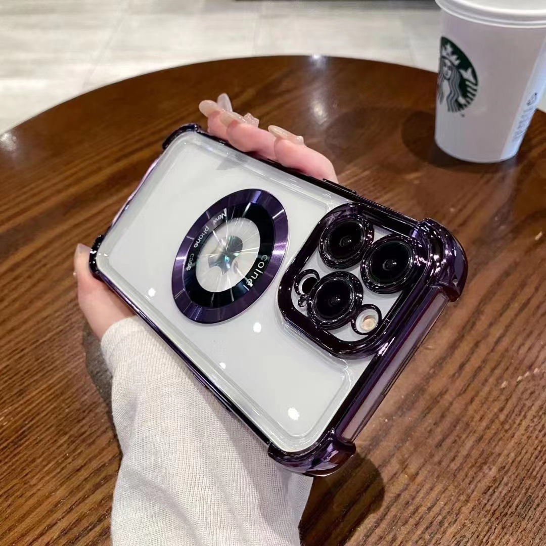 Gradiente de color de succión magnética Apple 15Promax de cuatro esquinas resistente a caídas de la manzana 13/12/11 caja del teléfono para IP14/13P