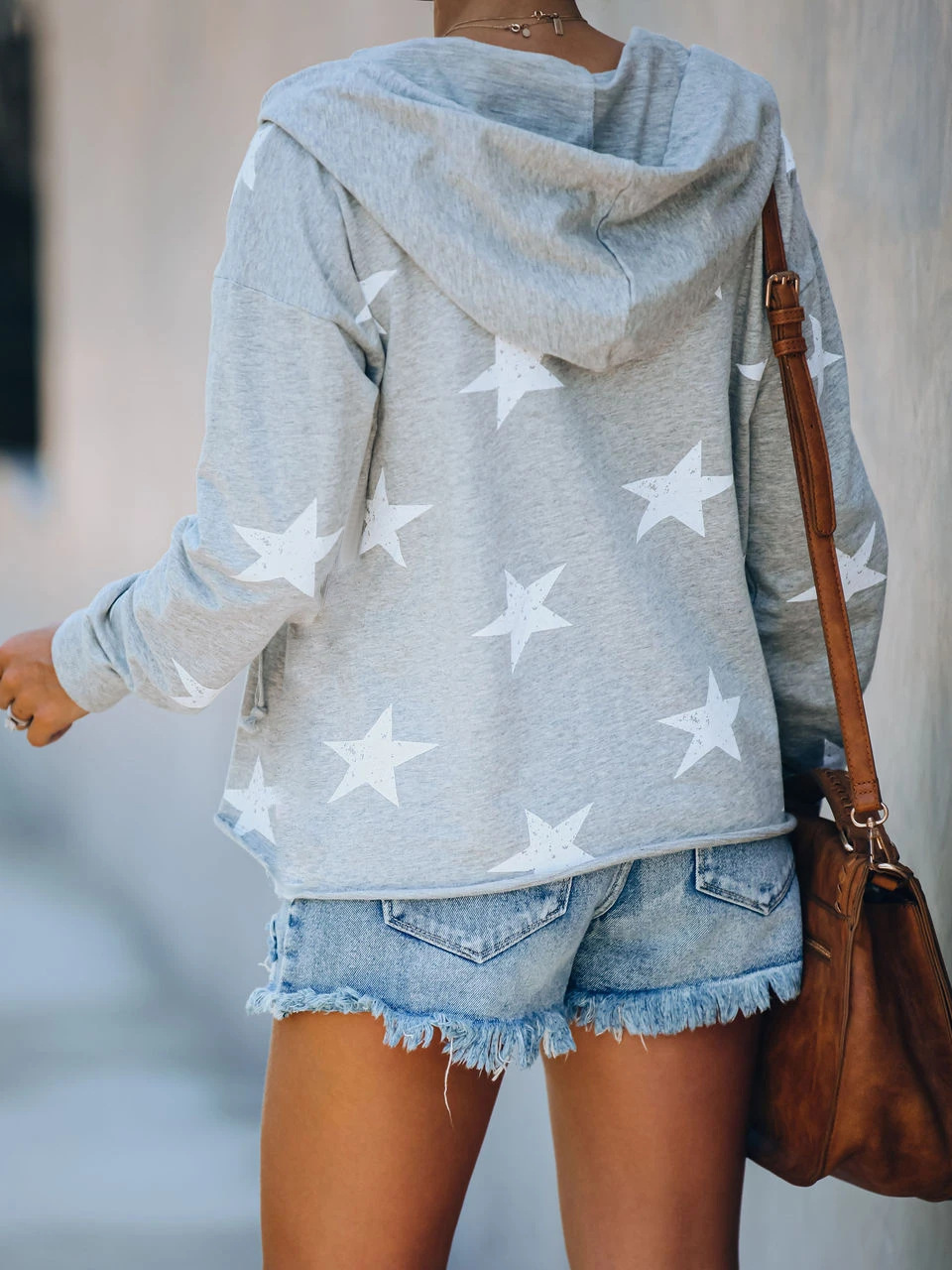 Europa y los Estados Unidos comercio exterior nueva ropa de mujer Amazon encapuchado camiseta de manga larga camiseta de fondo de invierno y otoño estrella impresa camiseta superior