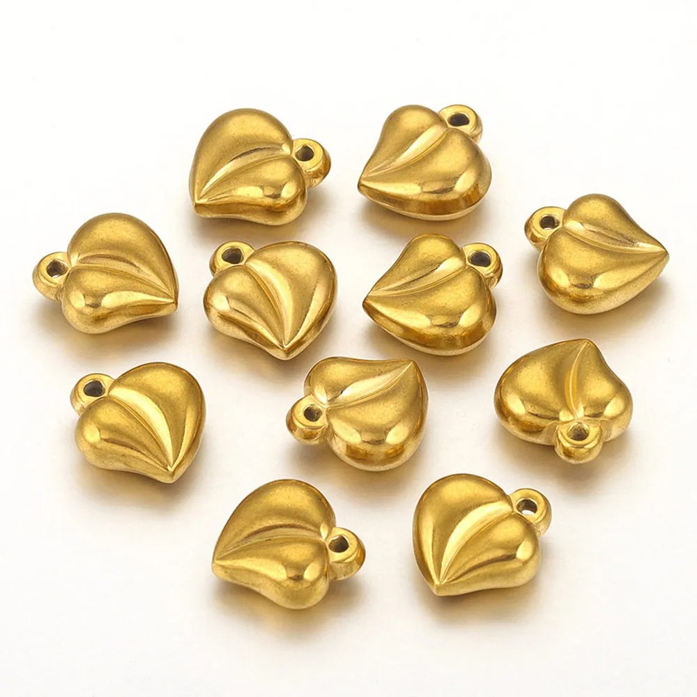 Colgante de corazón de acero inoxidable colgante de torsión sólido acero de titanio vacío accesorios de joyería de oro DIY corazón