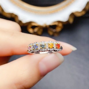 New natural color blue treasure ring S925 silver inlaid main stone 2*2mm Joker net red explosions women's jewelry wholesale