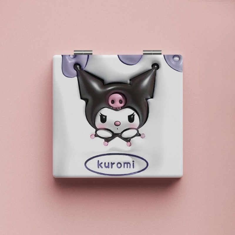 Lindo espejo pequeño Sanrio Kulomi espejo de maquillaje portátil de alto valor espejo de maquillaje portátil dormitorio de estudiantes espejo de maquillaje plegable