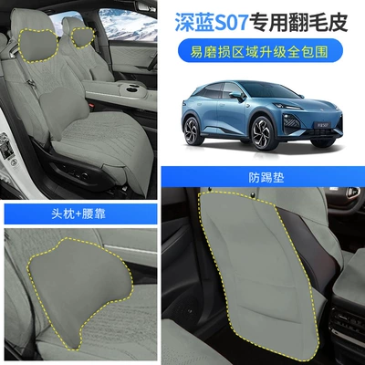 Modelə uyğun (Original) oturacaq örtükləri — Cover S7 Seat Cushion All-Season Universal - hoshino-green-luxury-model-with-2-headrests-2-lumbar-supports-free-2-anti-kick-pads-2023-2025-model-dark-blue-s07-only-the-passenger-has-a-leg-rest