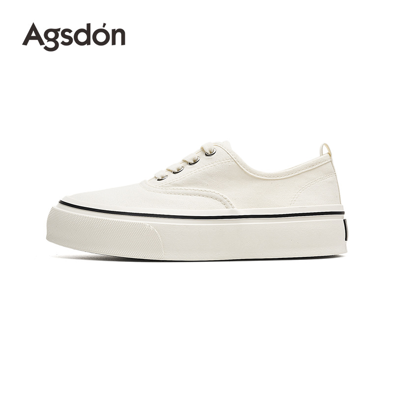 Augustion lona shoes mujer 2025 nuevo verano suela gruesa zapatos blancos coreanos cómodos zapatos casuales sin pies cansados