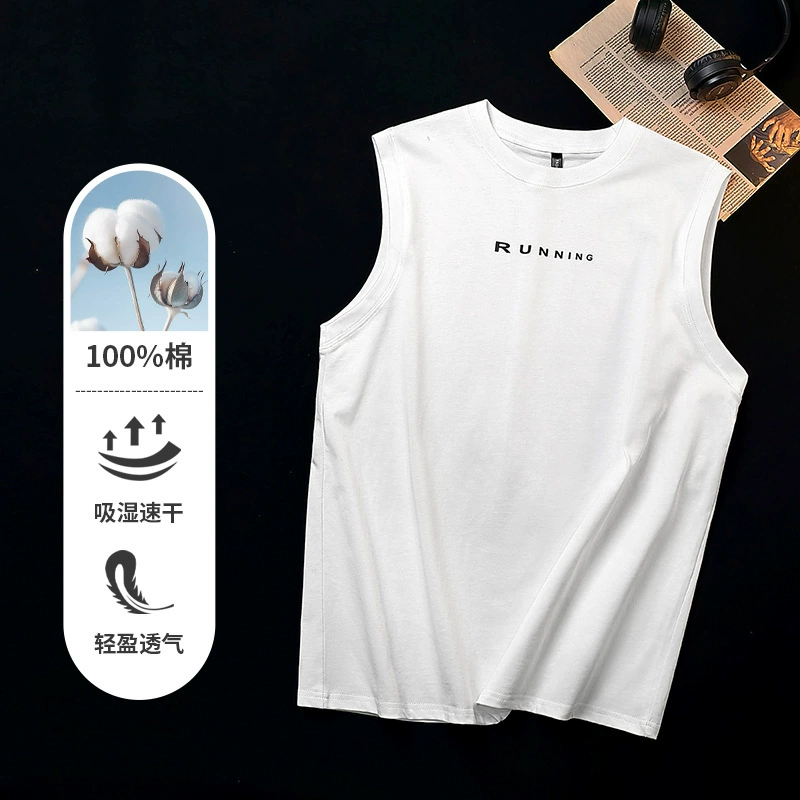 Основная трансграничная акция высококачественных новых мужских летних модных брендовых свободных высококачественных жилетов без рукавов с круглым вырезом для мужчин