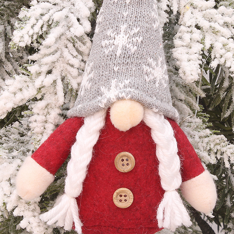 Enfeite de Papai Noel sem rosto com gorro de tricô, decoração para pendurar na árvore de Natal, estatueta de madeira feita à mão para decoração festiva em casa e para presentear._voghion.com