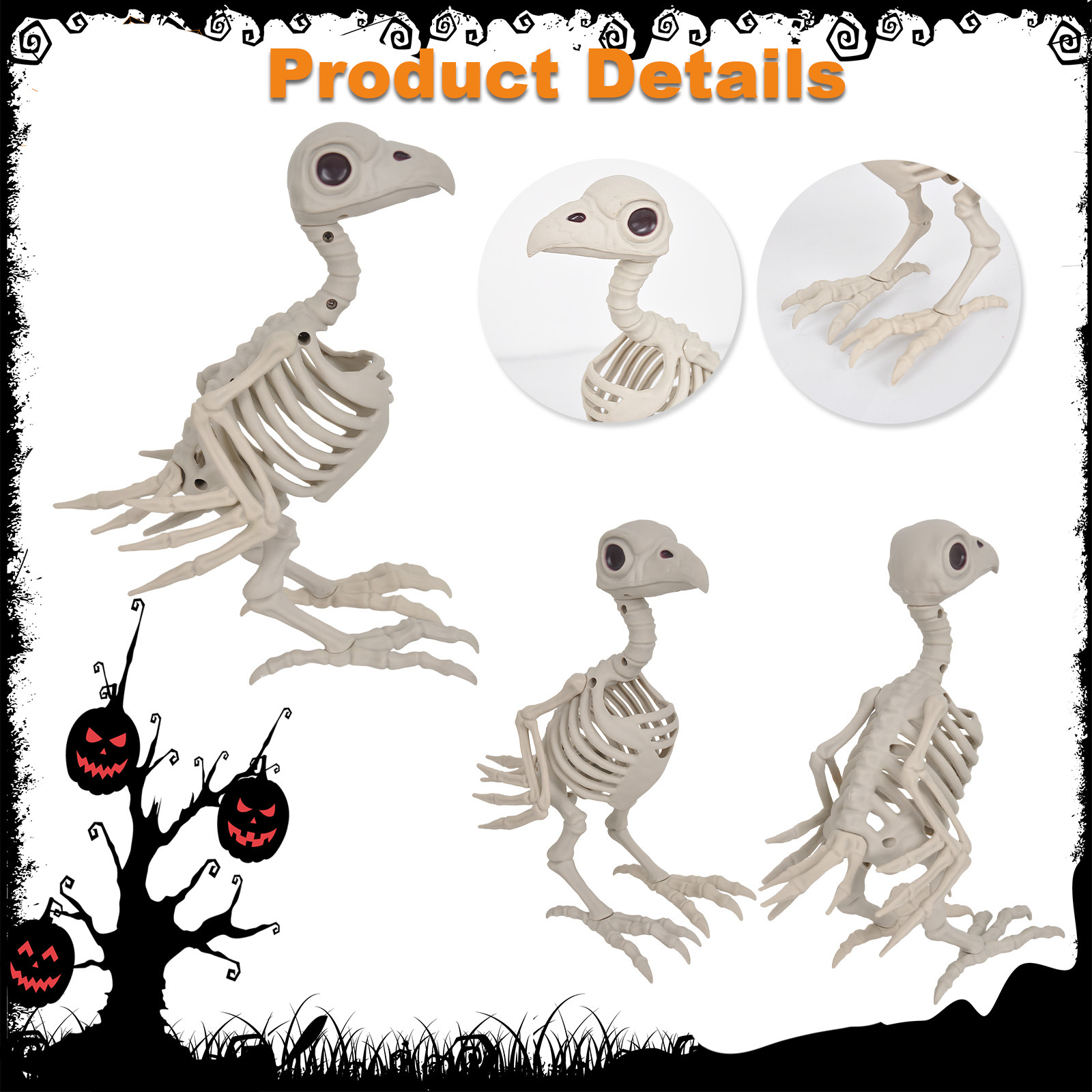 Transfronterizos de Halloween simulación esqueleto de animales decoraciones de terror decoraciones bar decoración de casas embrujadas props esqueleto de plástico