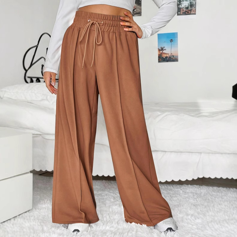 plus size Women's Casual Drawstring Waist Jogging Pants Wide Leg Loose Pants
