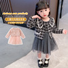 Demi-season set, children's jacket, sleevless dress, Chanel style, 2021 collection