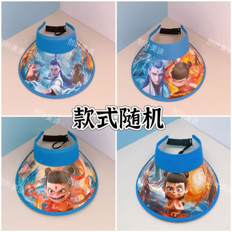 新しい 3D 子供用日よけ帽子抗 UV 屋外大きなつば空のトップ日よけ帽子漫画アニメーション日焼け止め帽子|undefined