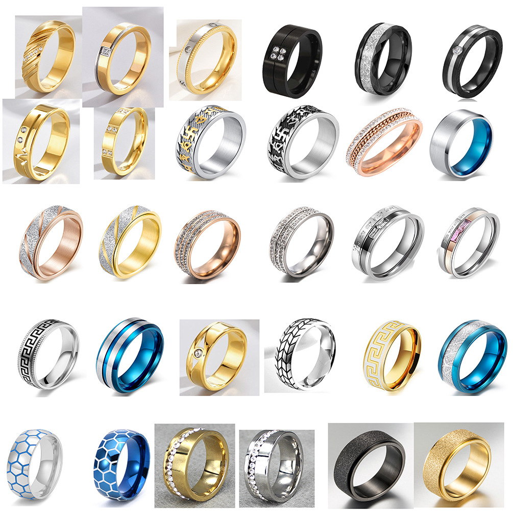 Cross-Border Spot Men's Rings, Personalized Trendyy Single Rings, Smart Rings, European and American Jewelry, Couple Titanium Steel Rings