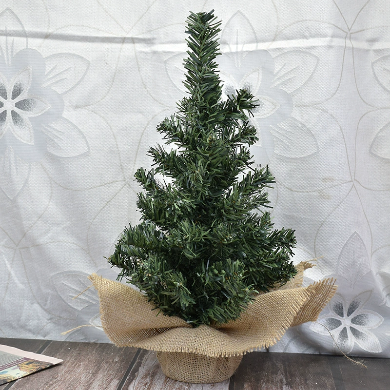 Мини-ёлка Christmas, зелёная, база из конопли/мешковины, настольная композиция, 20–40 см