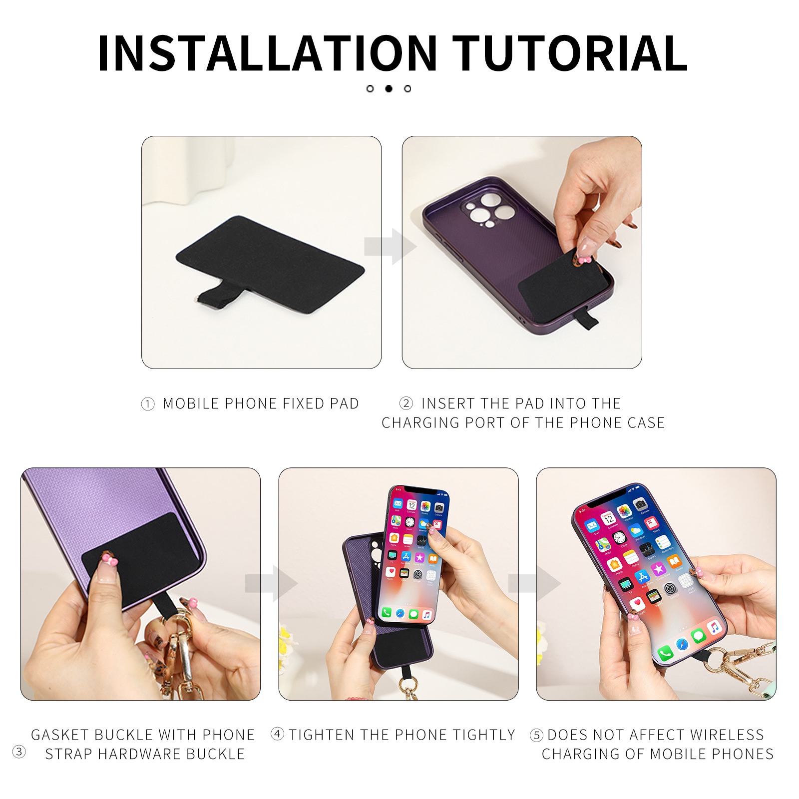 Bolso de teléfono móvil personalizado correa de hombro billetera larga y corta reclinación ajustable desmontable accesorios de reemplazo multifuncional cuerda de teléfono móvil