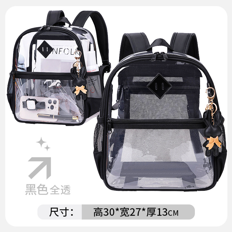 Transfronterizo Amazon mochila transparente impermeable gran capacidad unisex mochila de hombro de PVC de escuela secundaria