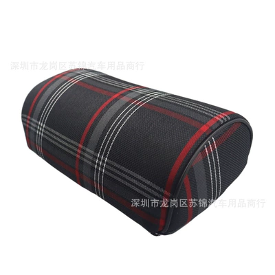 Cross-Border Hot-Selling Car Headrest Cervical Spine Neck Protection Pad Car Plaid Headrest Neck Protector Universal Striped Headrest (Headrest) - black-red-grid