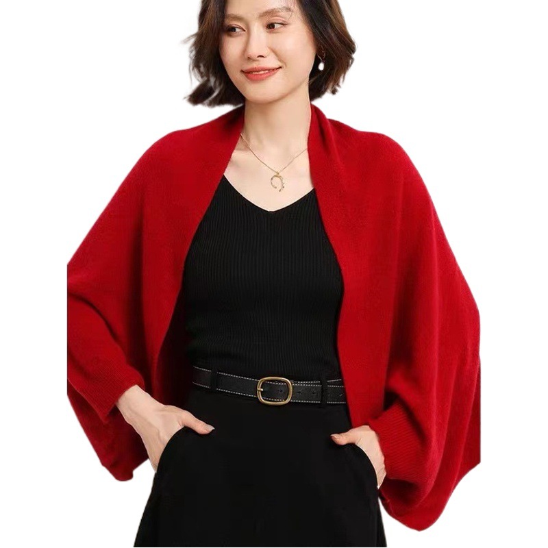 Cross-Border Wholesale 100% Pure Wool Flat Shawl, Warm Knitted Scarf, Cashmere Shawl Cape, Large Quantities in Stock