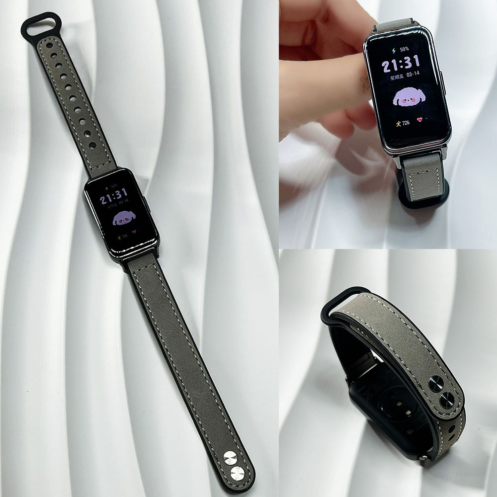 Aplicable a Huawei Pulsera 10 Huawei 9 Pulsera 8a generación de cuero nfc de alta calidad, lujo ligero, deportes, correa de reloj de doble botón