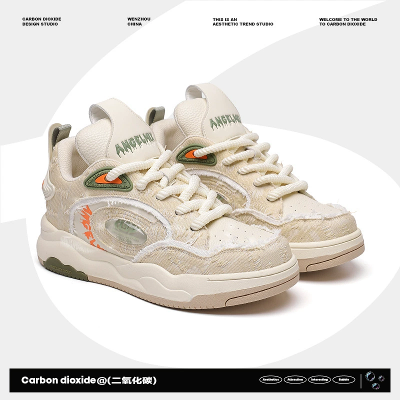 2024 Весенние новые универсальные хлебные туфли на повышенной платформе, обувь для досок, обувь для пар, мужская обувь, повседневная обувь, обувь для скейтбординга