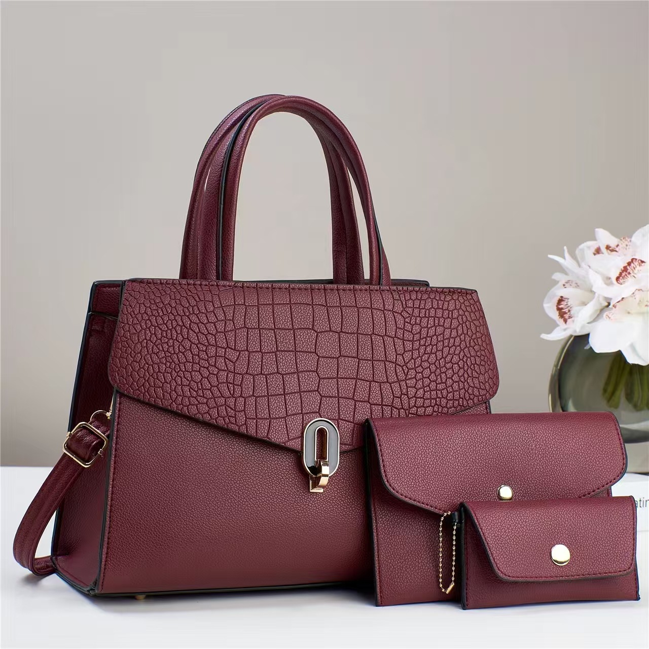 Taizhou bolsos de mujer atmósfera textura bolsos de tres piezas bolsos de mujer bolsos de mano bolsos de hombro