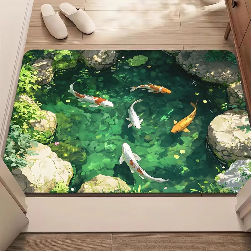 3d Illusion Bathroom Rug Non-slip Absorbent Chenille Mat Quick Dry_voghion.com