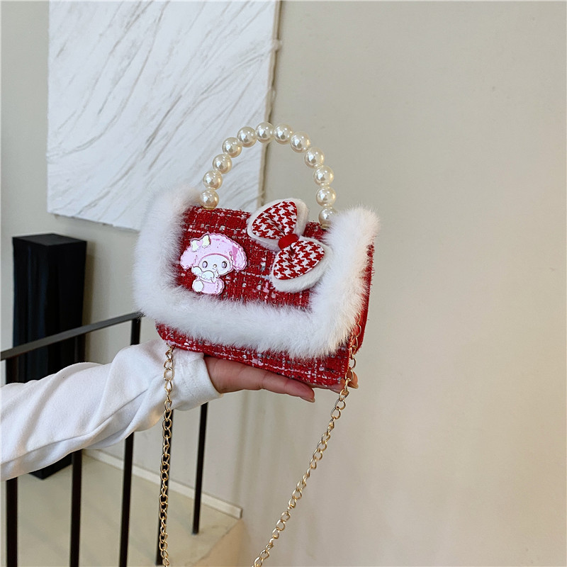 Mochila de niños estilo extranjero princesa perla de viento pequeño cambio bolso de hombro de niña encantadora