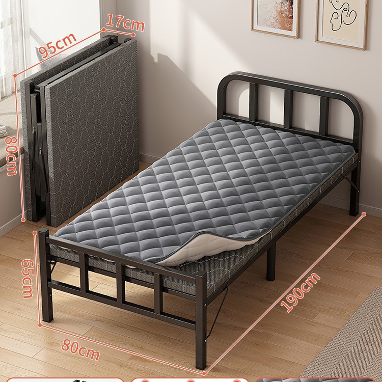 Cama plegable Cama simple para el hogar individual Cama supletoria Cama pequeña para el almuerzo de 1,2 m Cama de hierro dura para adultos