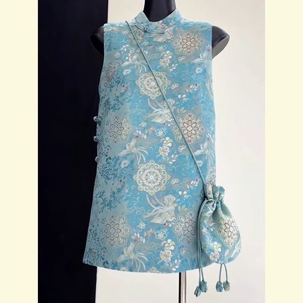 2026 Summer New Age-Reducing Blouse with New Chinese Style Floral Print Design, Casual Vest for Outerwear