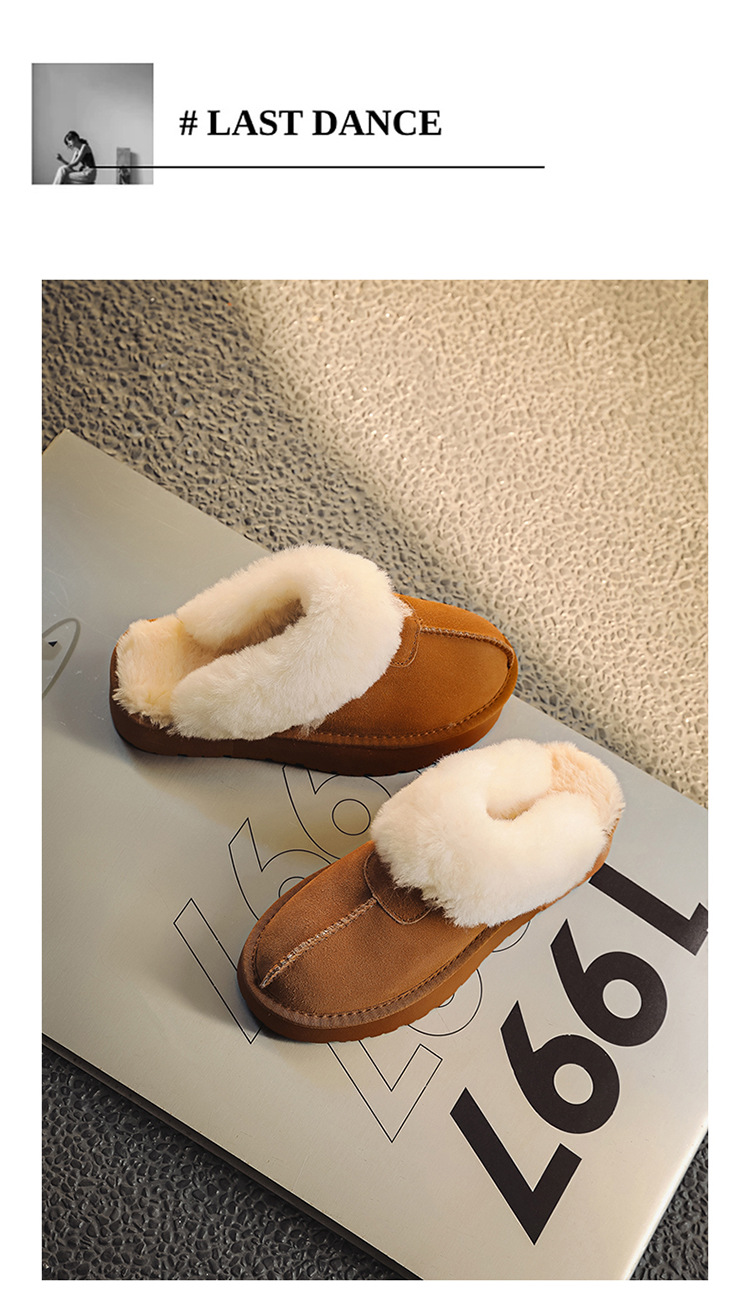 Papuci pufoși cu talpă groasă, din blană nouă, cizme de zăpadă pentru femei, pentru a se încălzi și a se proteja de alunecarea din bumbac._voghion.com