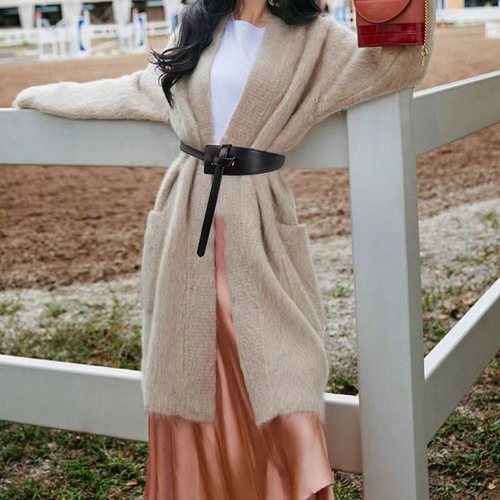 Fashionable knotted decorative girdle, coat with dress, sweater, versatile waist-cinching wide belt with outer waistband