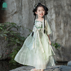 2024 Summer New Children's Wear National Style Two-Piece Set Ancient Style Embroidered Girls' Dress Improvement Short-Sleeve Children's Set Wholesale