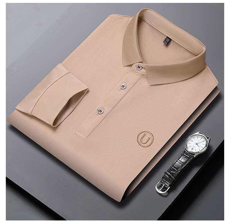 Polo de manga comprida para homem em algodão casual_voghion.com