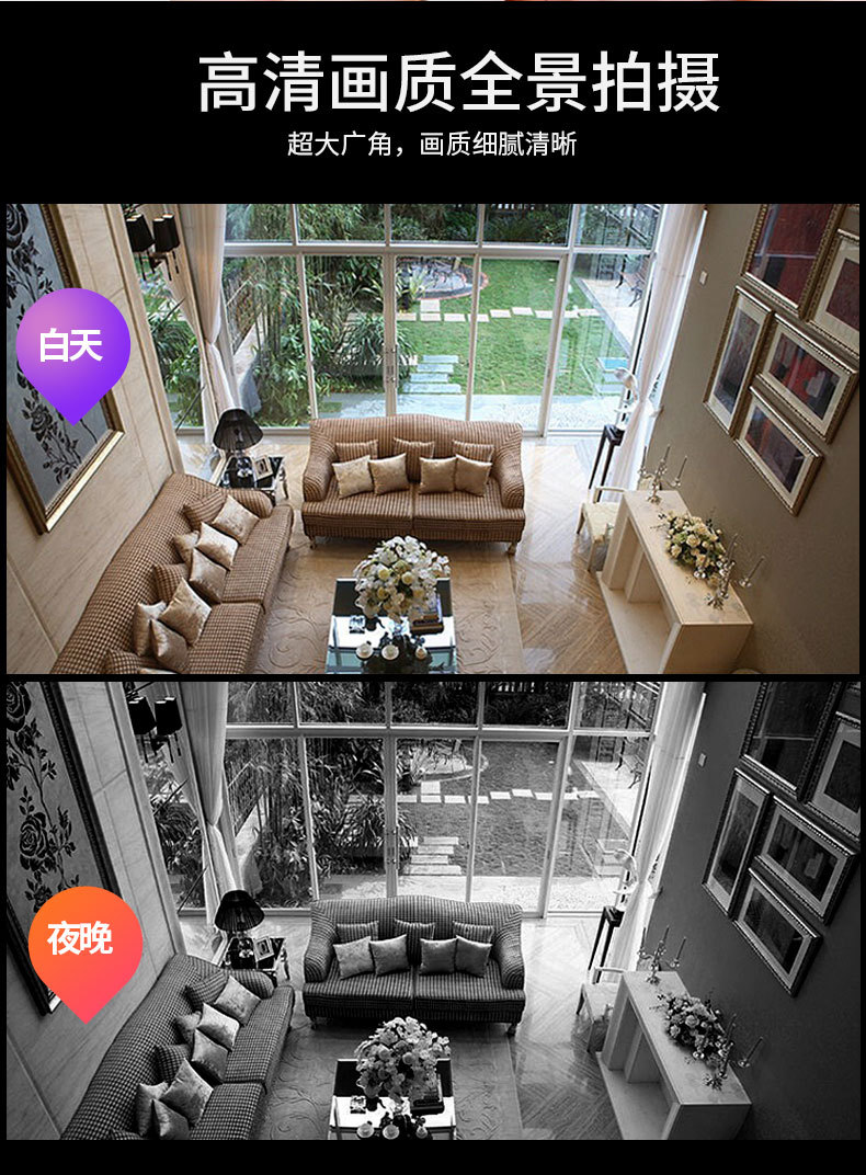 睿威仕 无线灯泡监控摄像头 360度手机远程夜视全彩网络高清监控器