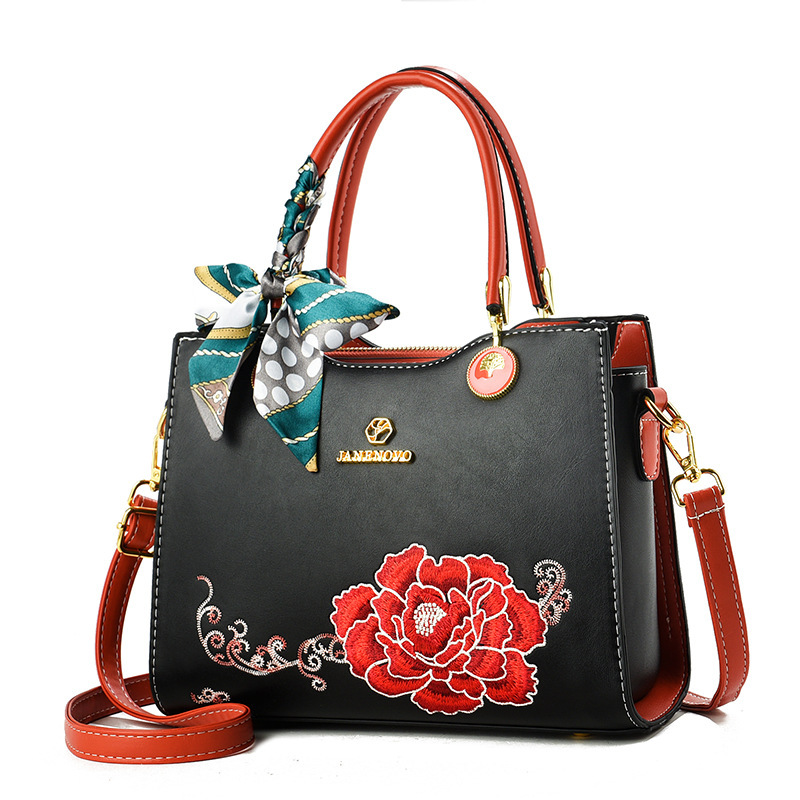 Bolsa de mano de mujer elegante regalo 2025 nuevo estilo para la suegra flores bordadas de moda bolso de hombro