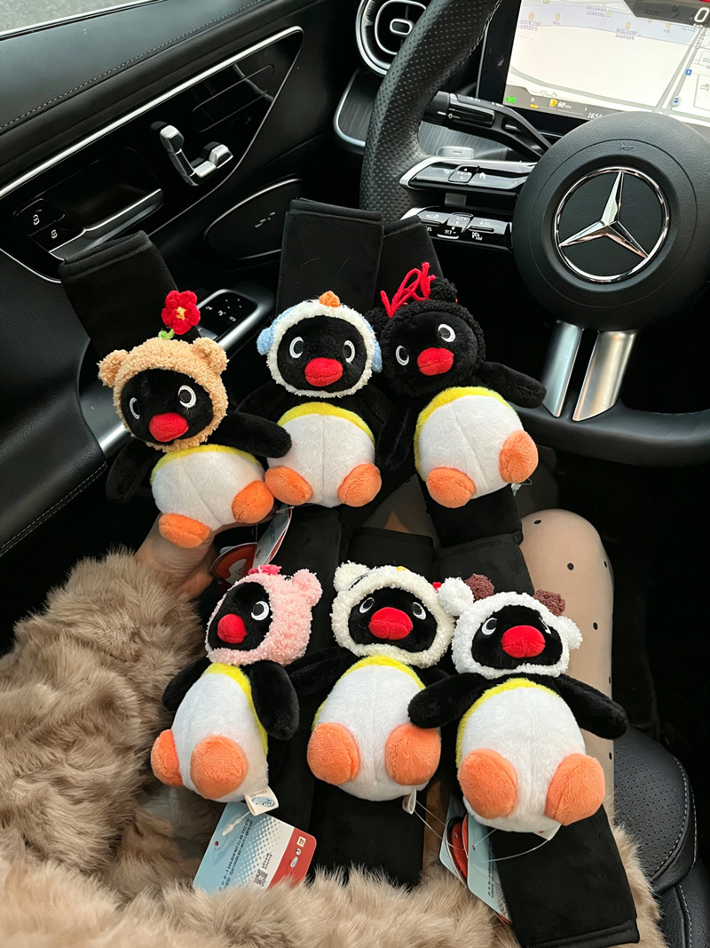 Authentic Pingu Little Penguin Car Seatbelt Shoulder Pad Anti-Neck Strangling Creative Christmas Gift New Car Gift