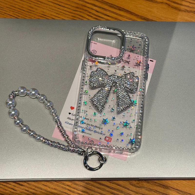 ins镭射星星闪钻适用于iPhone17ProMax/15pro手机壳蝴蝶结苹果12|undefined
