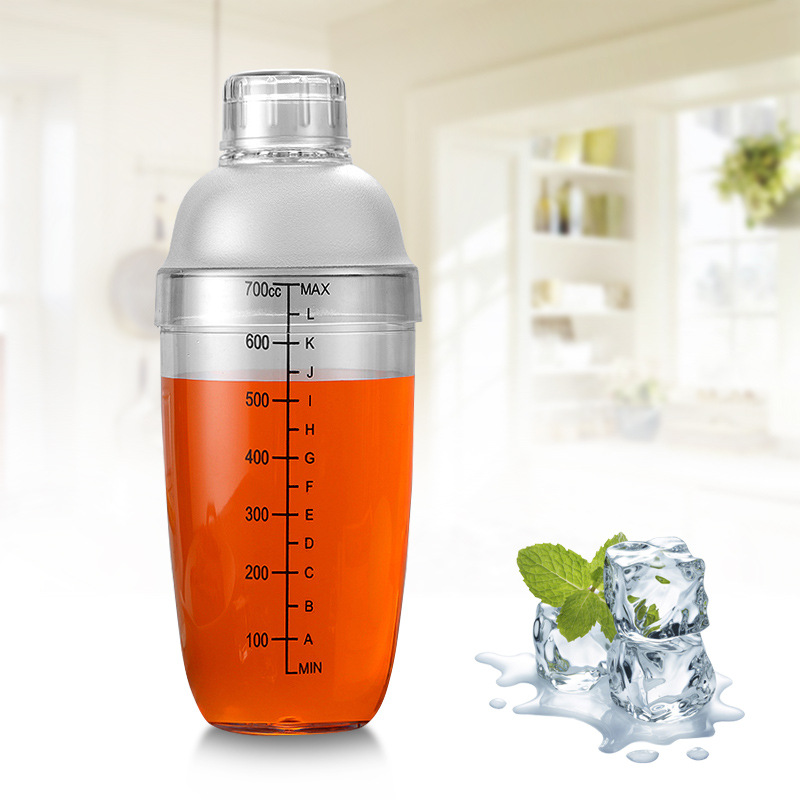Shaker with Scale, Shaker Cup, Wine Shaker, Anti-Scalding Milk Tea Mixer, Transparent Thickeneded Plastic Shaker Cup, Resin