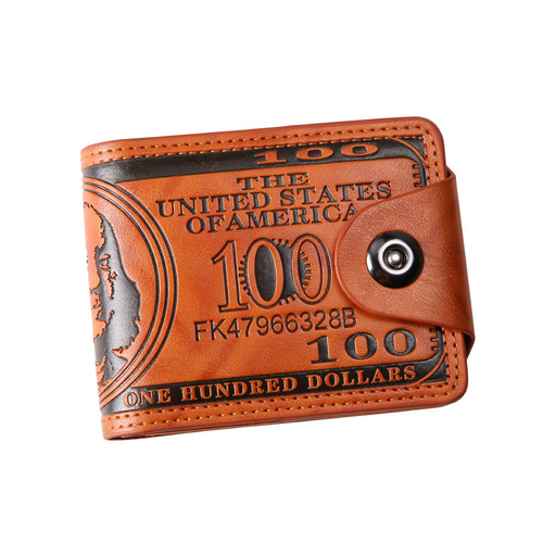 Men's Wallet with US Dollar Pattern Ultra-Light PU Bag Multifunctional Retro Multi-Card Slot