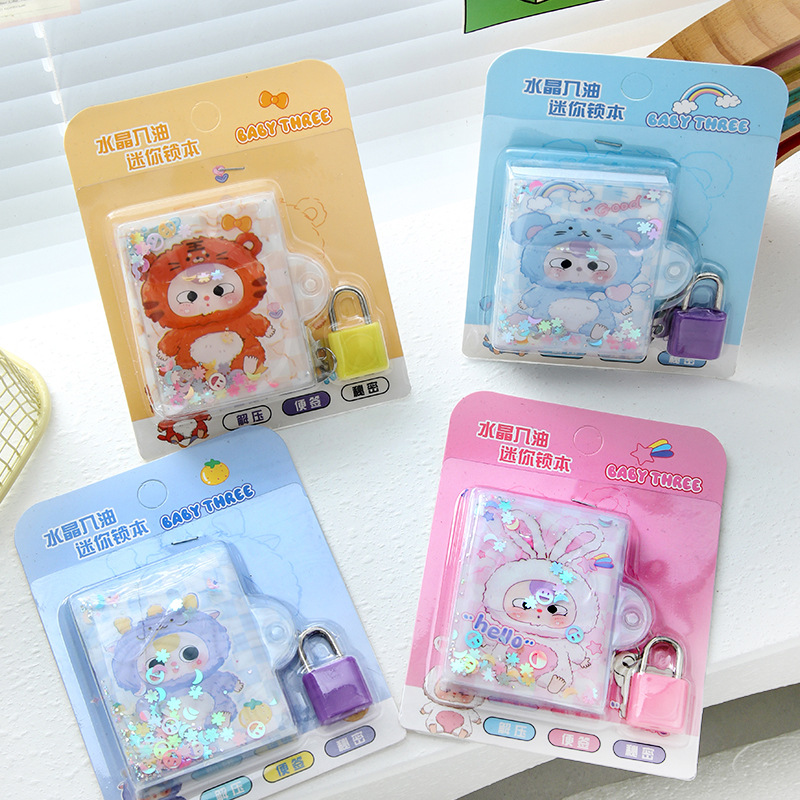 Mini muñeca de flujo de aceite de arena con bloqueo conjunto de estudiantes descomprimir en aceite pellizco pellizco línea horizontal cuaderno de aprendizaje papelería