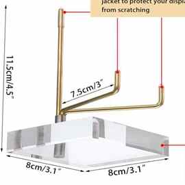 8cm 亚克力不锈钢展示架  矿标透明底座展示架指南针底座