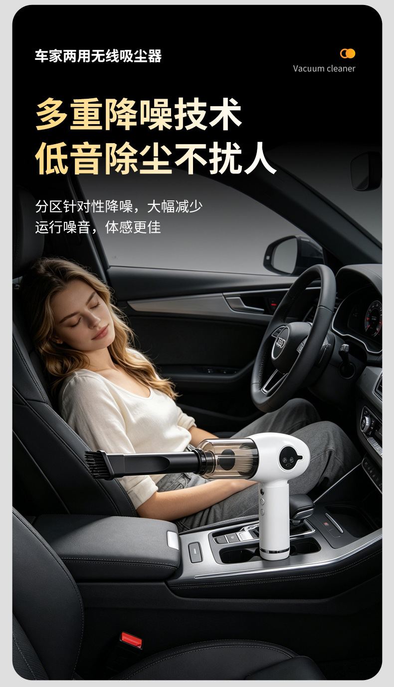 Wireless Car Vacuum Cleaner with Super Suction, Dual-Function for Suction and Blowing, Rechargeable Desktop Vacuum Cleaner, Handheld Car Blower