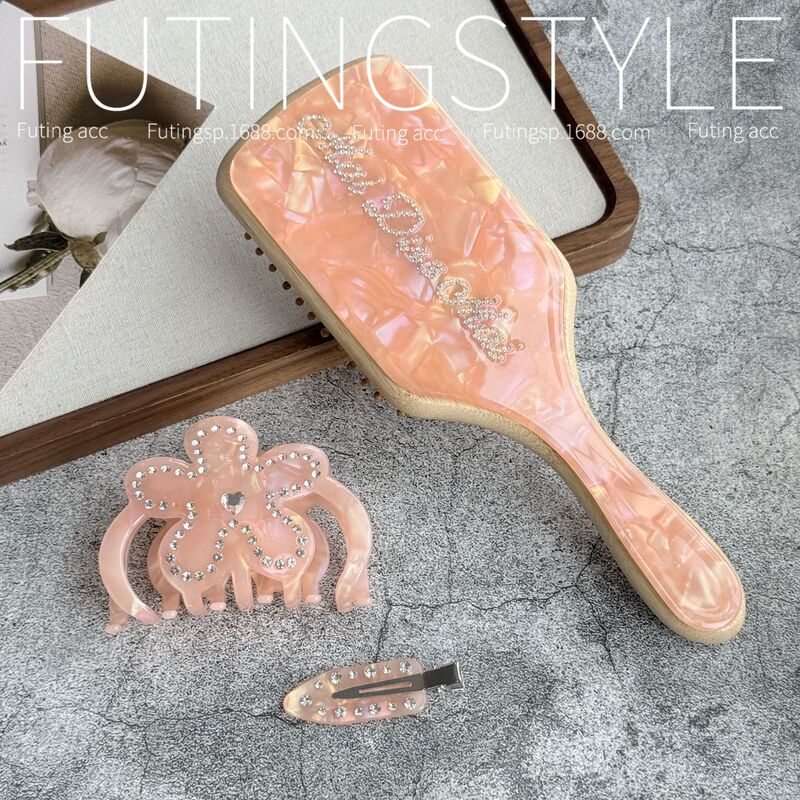 Pink Patterned Air Cushion Massage Comb, Light Luxury Acetate Shark Clip Hairpin Set, Women's Commuter Hair Accessory Set Wholesale Pink Patterned Air Cushion Massage Comb, Light Luxury Acetate Shark Clip Hairpin Set, Women's Commuter Hair Accessory Set Wholesale