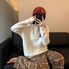 奶fufu麻花毛衣女2025秋冬新款宽松慵懒风软糯针织衫复古日系上衣
