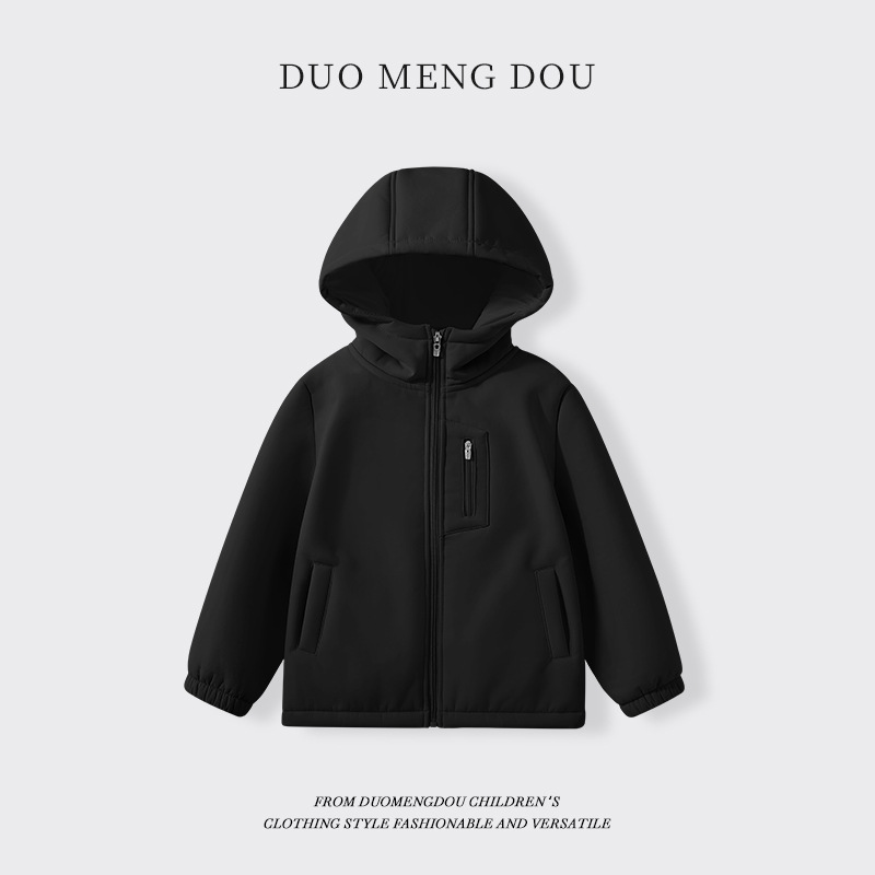 Hombres y niñas de alpaca y chaqueta de terciopelo para niños con chaqueta encapuchada de color sólido para niños mayores para engrosar la ropa de invierno cardigan al por mayor