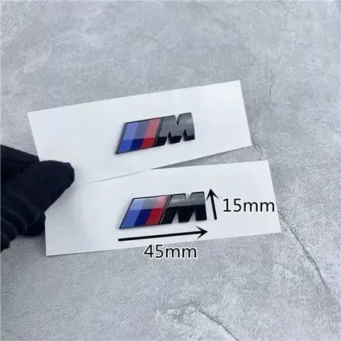 Suitable for BMW M emblem side decals, 1 Series, 5 Series, 7 Series, BMW 3 Series M kit, X3, X5, M3 car emblem stickers, black modification