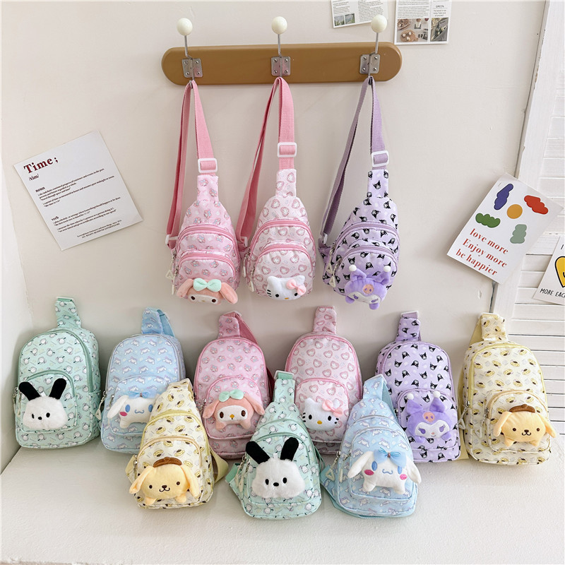 2023 Winter new children's bag cartoon Sanrio accessories shoulder crossbody chest bag boys and girls multi-functional storage bag