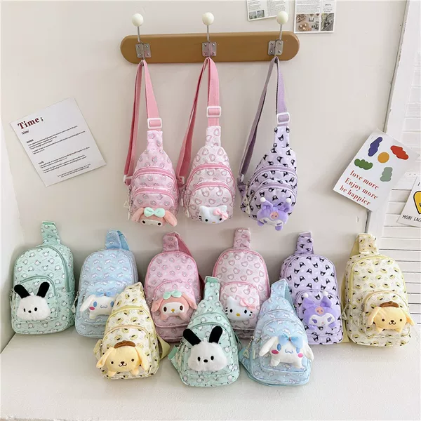 2023 Winter new children's bag cartoon Sanrio accessories shoulder crossbody chest bag boys and girls multi-functional storage bag